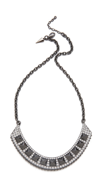 Rebecca Minkoff Jet Black Flipped Crystal Spike Bib Necklace $168