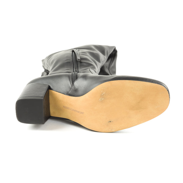 REBECCA MINKOFF Women's Lauren Black Faux Leather OTK Boots $250 NIB