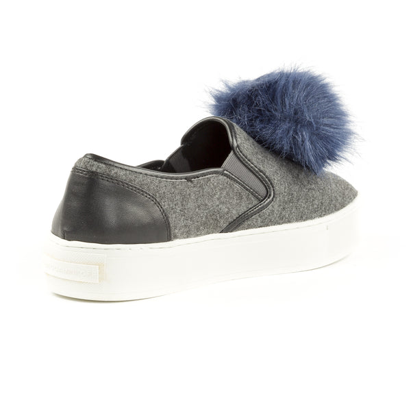 REBECCA MINKOFF Women's Sloane Pom Pom Charcoal Slip-On Sneakers $175 NIB