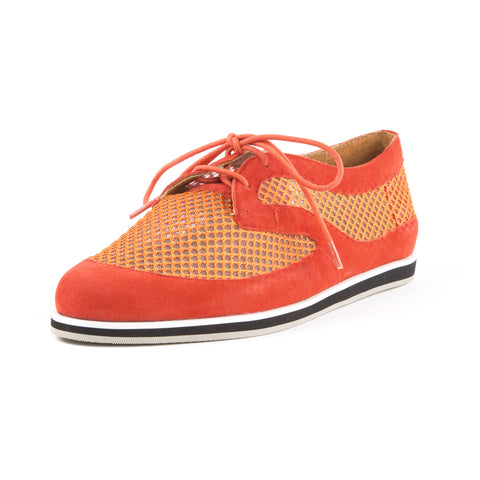 REBECCA MINKOFF Women's Sylvie Hot Orange Suede Mesh Sneakers $175 NIB