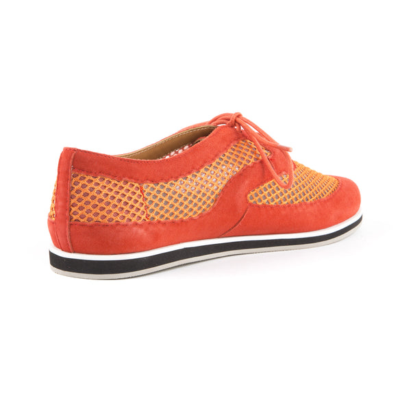REBECCA MINKOFF Women's Sylvie Hot Orange Suede Mesh Sneakers $175 NIB