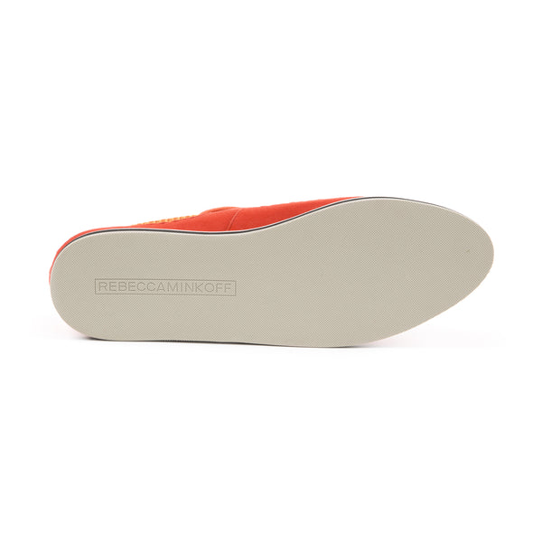 REBECCA MINKOFF Women's Sylvie Hot Orange Suede Mesh Sneakers $175 NIB