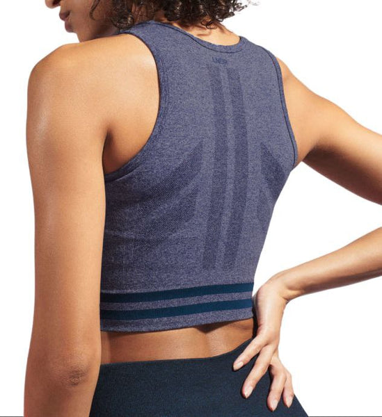 LNDR Women's Light Blue Marl Radar Sleeveless Crop Top #SN895 S-M NWT