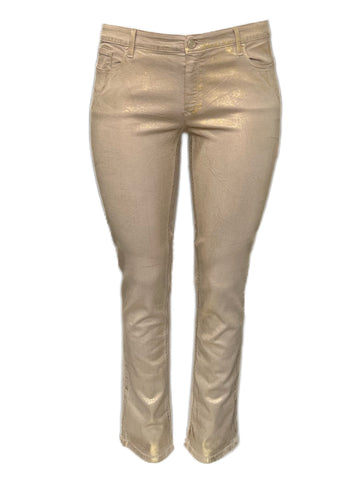 MARINA RINALDI Women's Beige Ragazza Jeans W/ Gold Accents $400 NWT