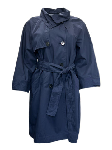 Marella By Max Mara Women's Navy Rail Double Breasted Rain Coat Size 2 NWT