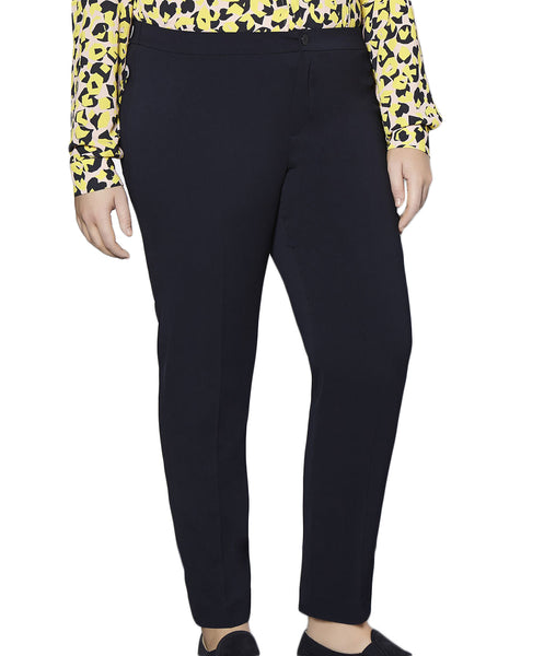 MARINA RINALDI Women's Navy Rame Original Straight Dress Pants $270 NWT