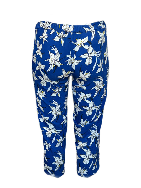 Marina Rinaldi Women's Blue Ramon Floral Printed Skinny Pants Size 8W/17 NWT