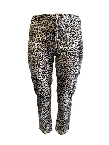 Marina Rinaldi Women's Brown Recanati Animal Printed Slim Fit Pants NWT