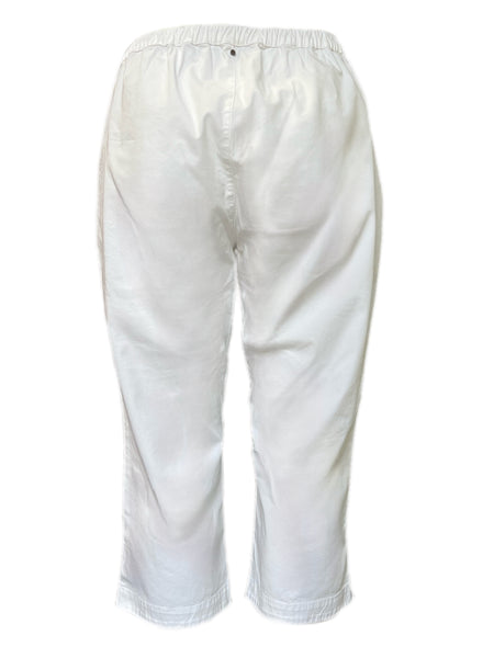 Marina Rinaldi Women's White Recapito Elastic Waist Straight Pants Size 20W/29