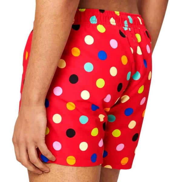 HAPPY SOCKS Men's Red Big Dot Mesh Lining Swimming Shorts NWT