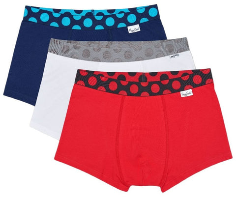 HAPPY SOCKS Men's Red 3-Pack Breathable Soft Cotton Solid Trunks Medium NWT