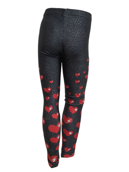 TEREZ Girl's Black Many Hearts Leggings #4018172 11 Years NWT