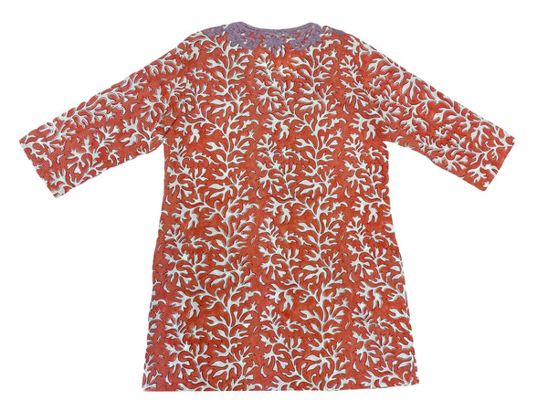 ROBERTA ROLLER RABBIT Women's Orange Reef Inez Kurta Sz S $135 NEW