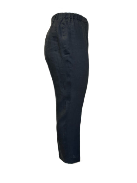 Marina Rinaldi Women's Black Regione Mid Rise Slim Flax Pants NWT