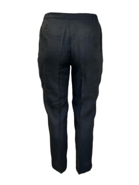 Marina Rinaldi Women's Black Regione Mid Rise Slim Flax Pants NWT