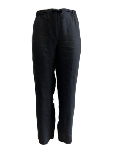Marina Rinaldi Women's Black Registro High Rise Flax Pants NWT