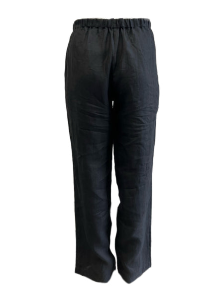 Marina Rinaldi Women's Black Registro High Rise Flax Pants NWT