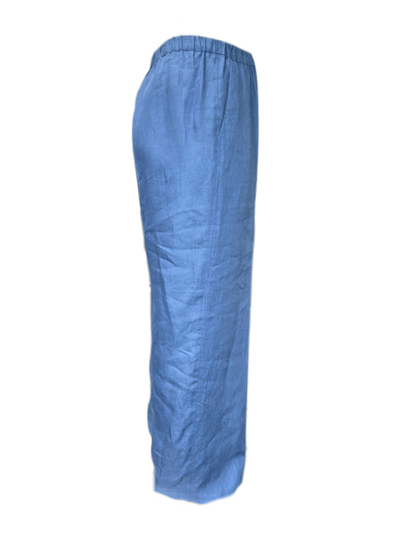 Marina Rinaldi Women's Blue Regolare Elastic Waist Flax Pants Size 22W/31 NWT