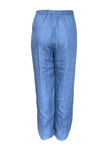 Marina Rinaldi Women's Blue Regolare Elastic Waist Flax Pants Size 22W/31 NWT