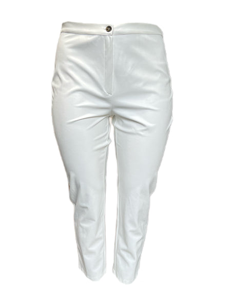 Marina Rinaldi Women's White Reims Faux Leather Slim Pants Size 14W/23 NWT