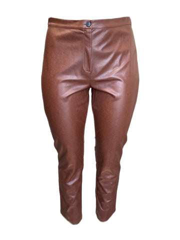 Marina Rinaldi Women's Brown Reims Faux Leather Pants NWT