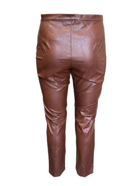 Marina Rinaldi Women's Brown Reims Faux Leather Pants NWT
