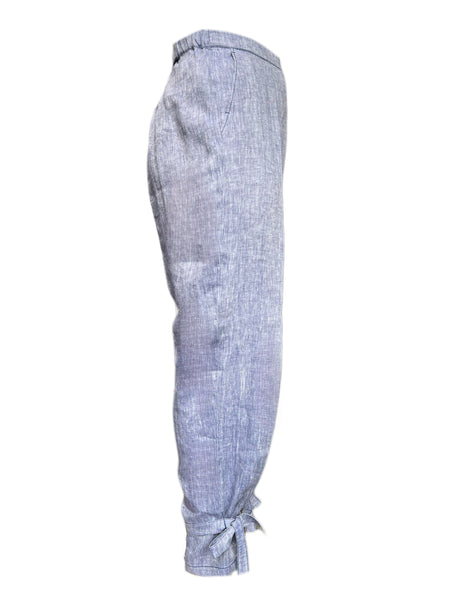 Marina Rinaldi Women's Blue Rematore High Rise Flax Pants NWT