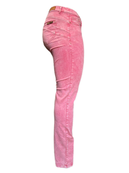 Marina Rinaldi Women's Pink Remino Cotton Blended Low Rise Slim Pants NWT