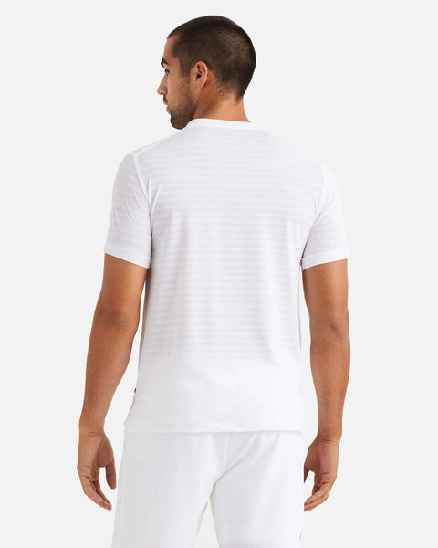 RHONE Men's White Stripe Swift Short Sleeve Tee 100201 $68 NWT