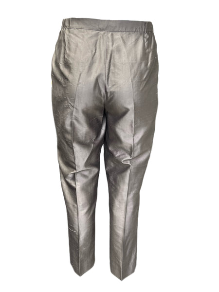 Marina Rinaldi Women's Bronze Rialto Silk Slim Fit Pants NWT