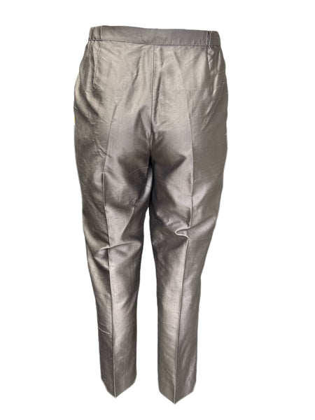 Marina Rinaldi Women's Bronze Rialto Silk Slim Fit Pants NWT