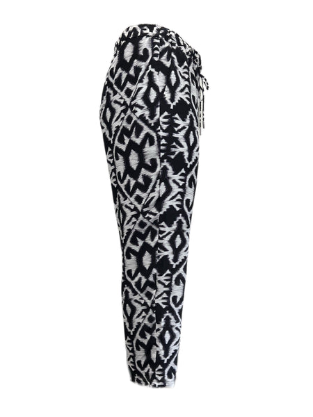 Marina Rinaldi Women's Nero Riccioli Printed Straight Silk Pants NWT