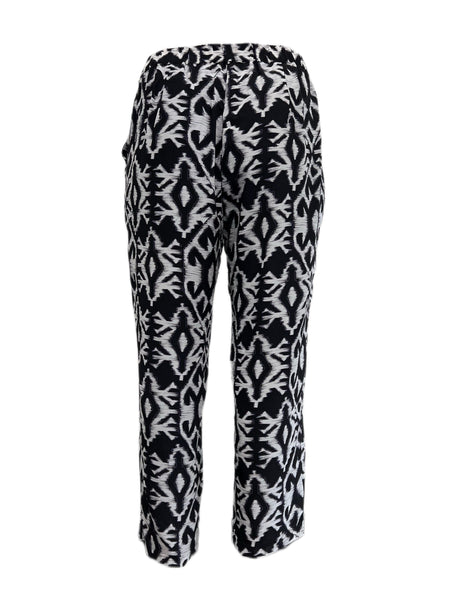 Marina Rinaldi Women's Nero Riccioli Printed Straight Silk Pants NWT