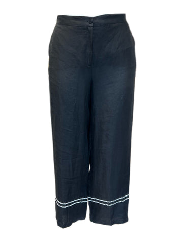 Marina Rinaldi Women's Black Rilievi Straight Len Pants Size 20W/29 NWT