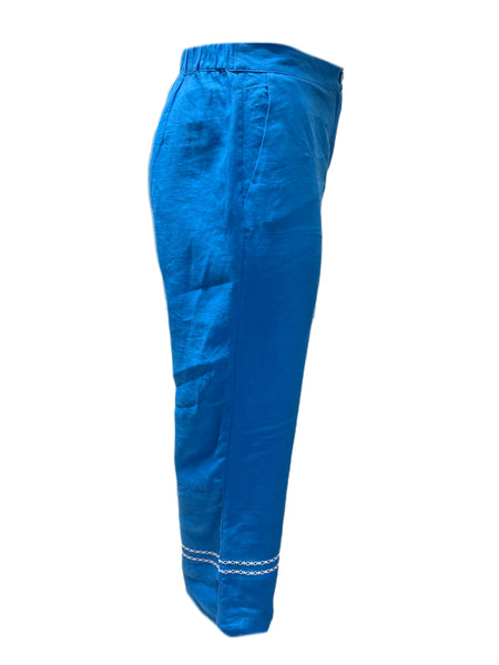Marina Rinaldi Women's Blue Rilievi Straight Leg Pants NWT