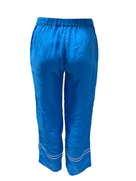 Marina Rinaldi Women's Blue Rilievi Straight Leg Pants NWT