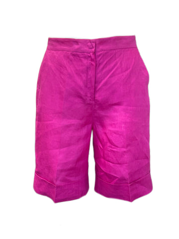 Marina Rinaldi Women's Pink Rilievi Len Shorts Size 12W/21 NWT