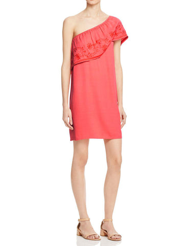REBECCA MINKOFF Women's Hibiscus Red One-Shoulder Rita Dress $198 NWT