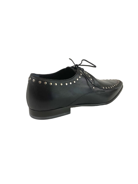 J. LINDEBERG Men's Rivet Detail Pointed Toe Dress Shoes, Black, 9