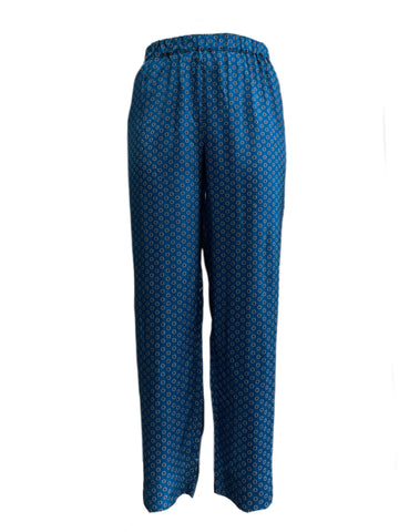 Marina Rinaldi Women's Blue Roberto Wide Leg Printed Viscose Pants NWT