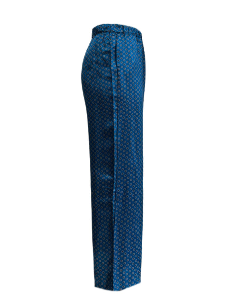Marina Rinaldi Women's Blue Roberto Wide Leg Printed Viscose Pants NWT