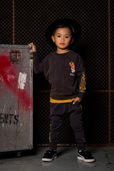 ROCK YOUR KID Boy's Charcoal Karma to Burn Sweatshirt $70 NWT