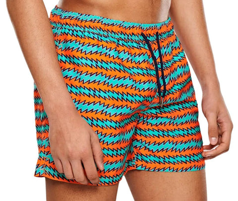 HAPPY SOCKS Men's Orange Rock n Roll Stripe Swimming Shorts NWT