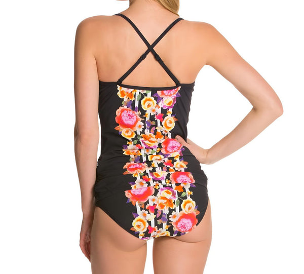SEAFOLLY Women's Black Romeo Rose DD Balconette Swim Tankini Top #30483 14 NWT