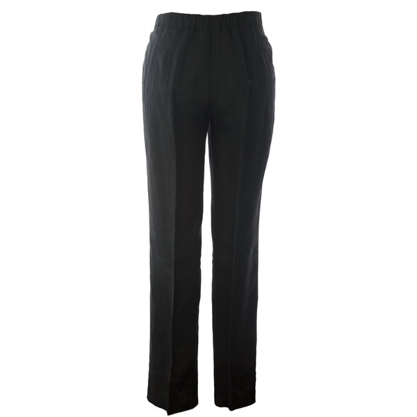 MARINA RINALDI Women's Black Romina Casual Flax Pants $240 NWT