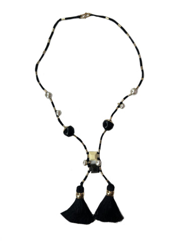 Max Mara Women's Nero Rosita Necklace Fringe One Size NWT