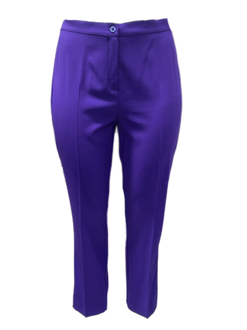 Marina Rinaldi Women's Purple Rosta Virgin Wool Pants NWT