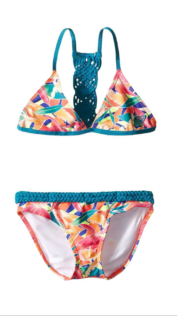 ROXY Girl's Multicoloured Biscay Bay Two Piece Set Swim Bikini #68897 10 NWT