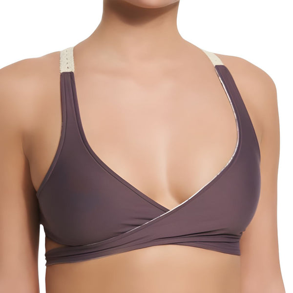 L SPACE By MONICA WISE Women's Purple Reversible Joey Swim Top #MJOT16 Large NWT