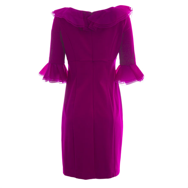 NUE by Shani Women's Ruffled 3/4 Sleeve Sheath Dress S238 $320 NEW